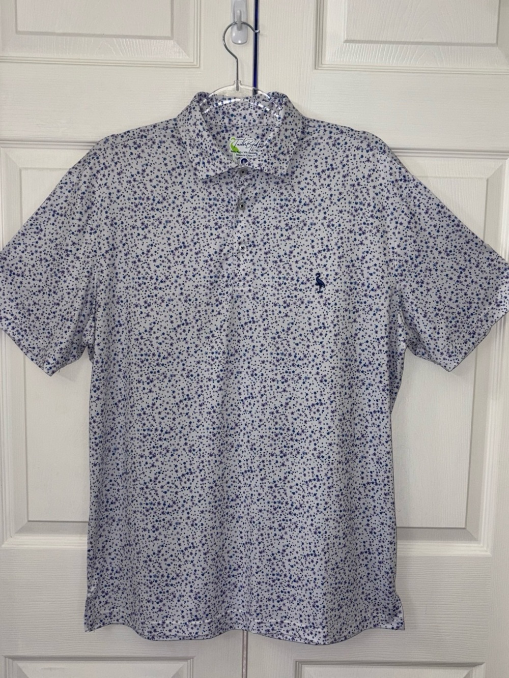 Excellent condition-  Men’s Tailor Byrd Purple, White & Navy polo shirt. Size: L